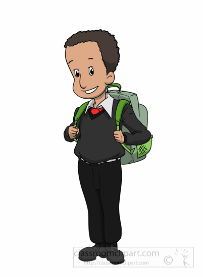 africian americancartoon boy with backpack clipart - Clipground