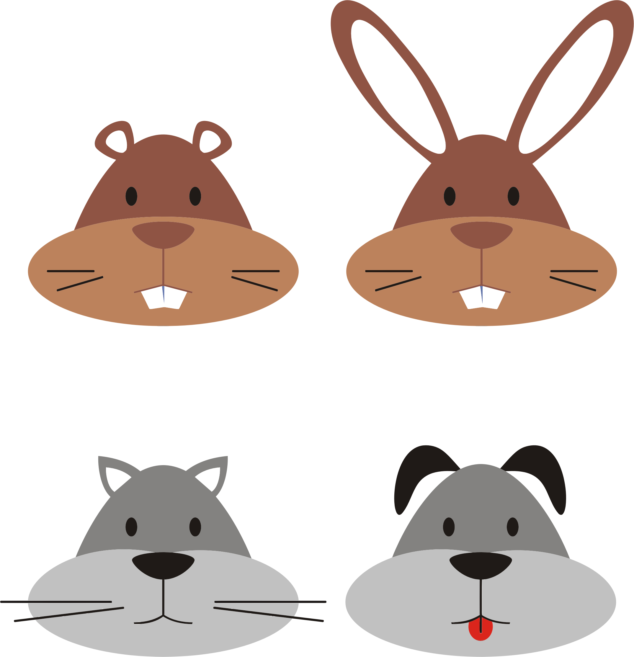 animal heads clipart - Clipground