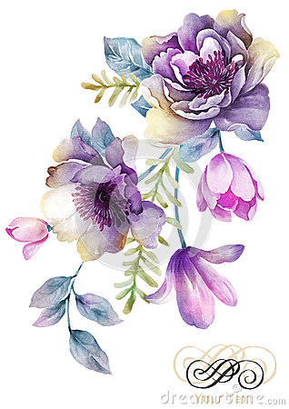 antique water coler purple flower clipart - Clipground