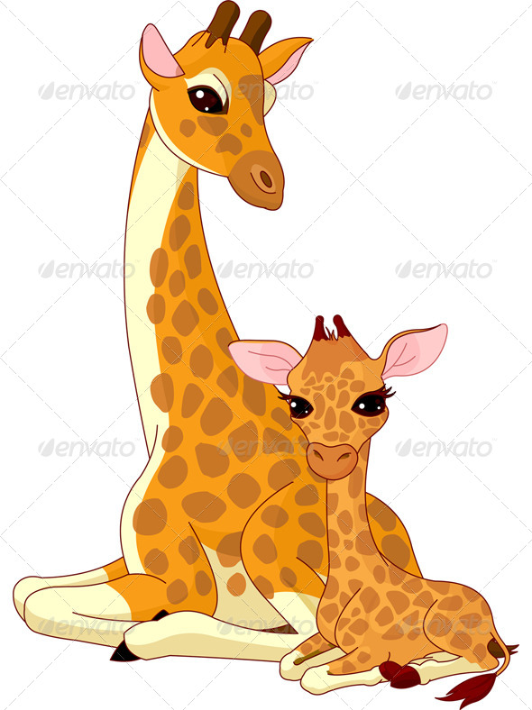 baby and mommy giraffe clipart outline - Clipground