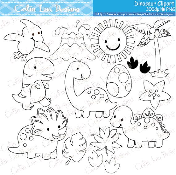 baby dinosaur clipart black and white - Clipground