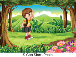 boy in forest clipart - Clipground