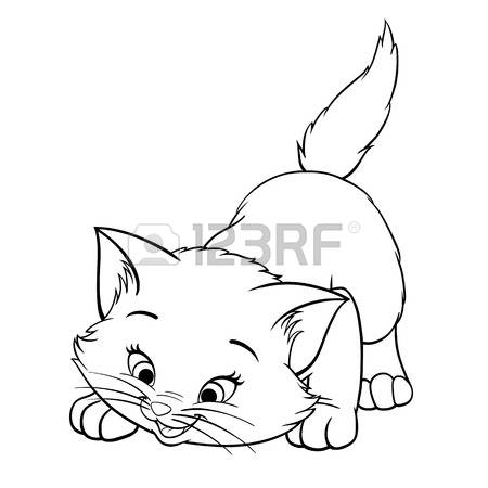 cat and kitten clipart black and white - Clipground