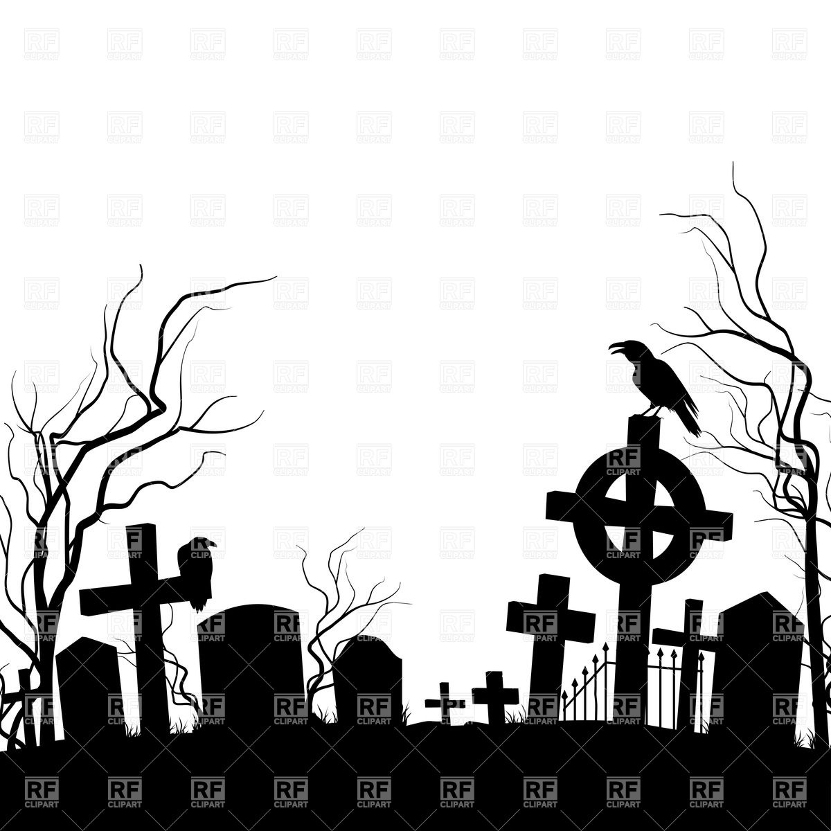 graveyard tree outline clipart - Clipground