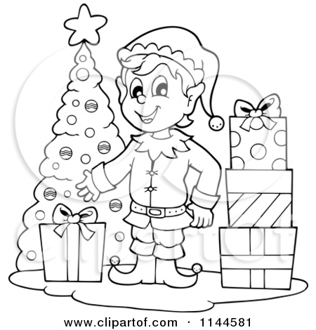 christmas tree scenery clipart black and white - Clipground