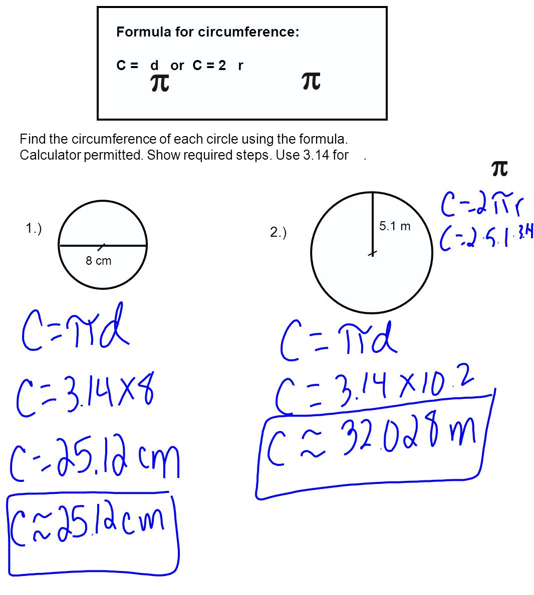 area of circle formula in terms of circumference