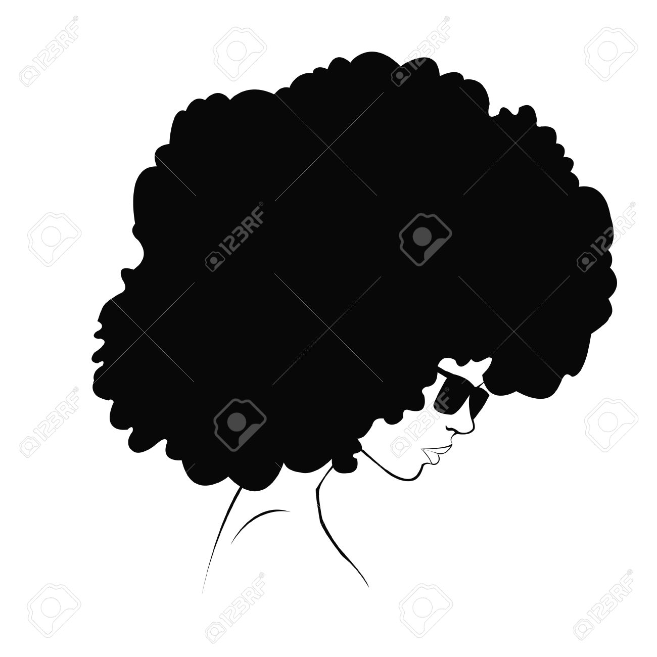 clipart black side face afro man silhoutte - Clipground