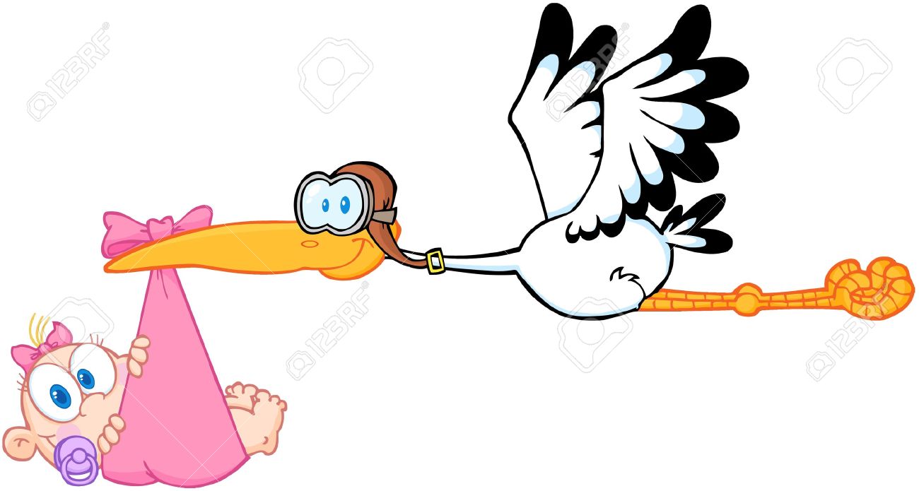 clipart stork with baby girl - photo #38