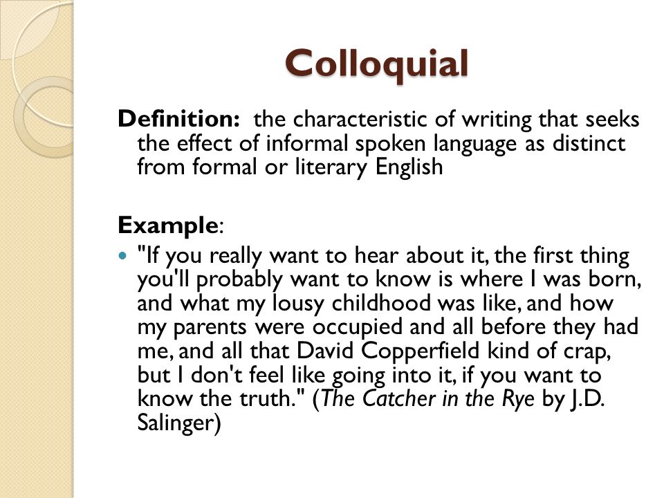 Colloquialism meaning