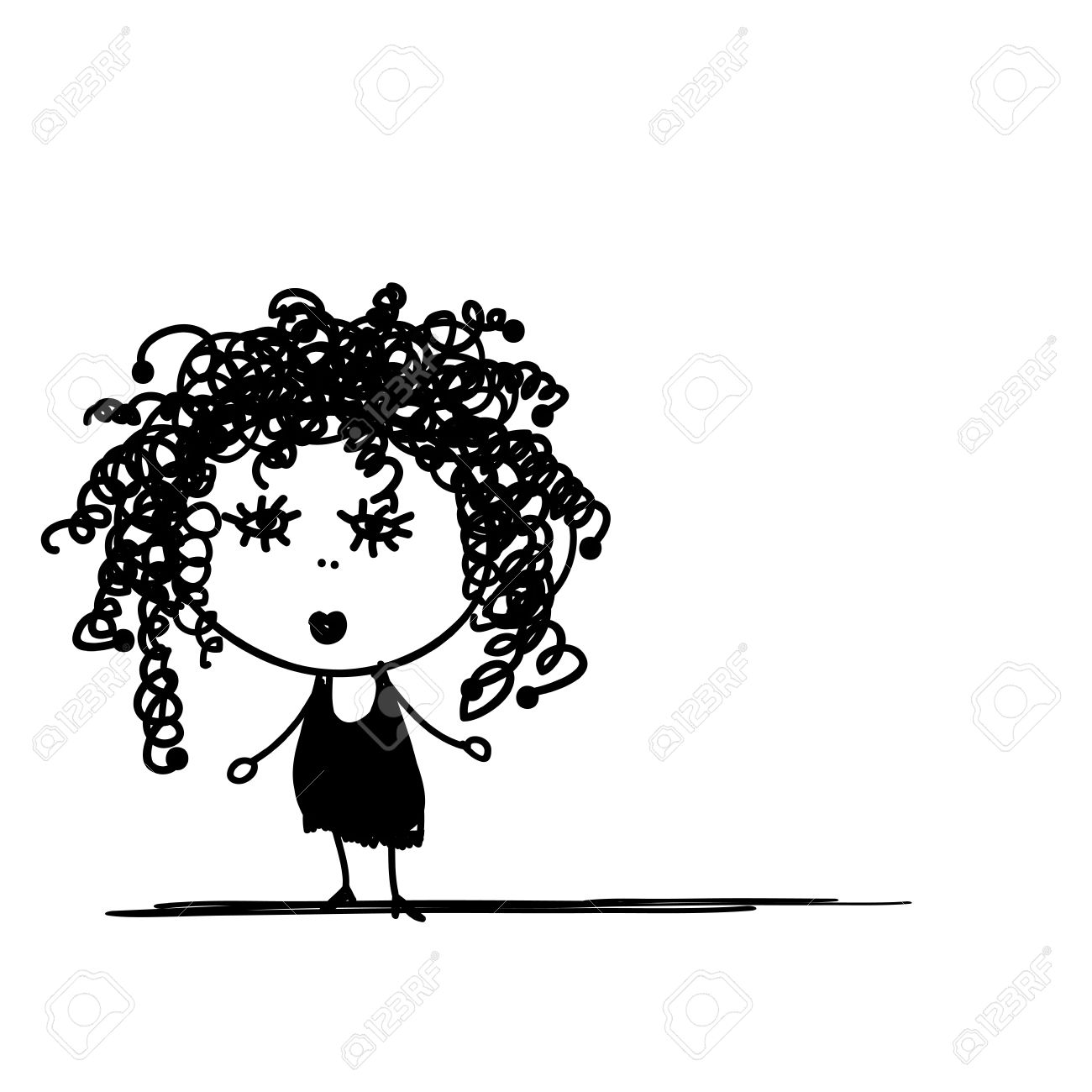 clip art curly hair girl - photo #24