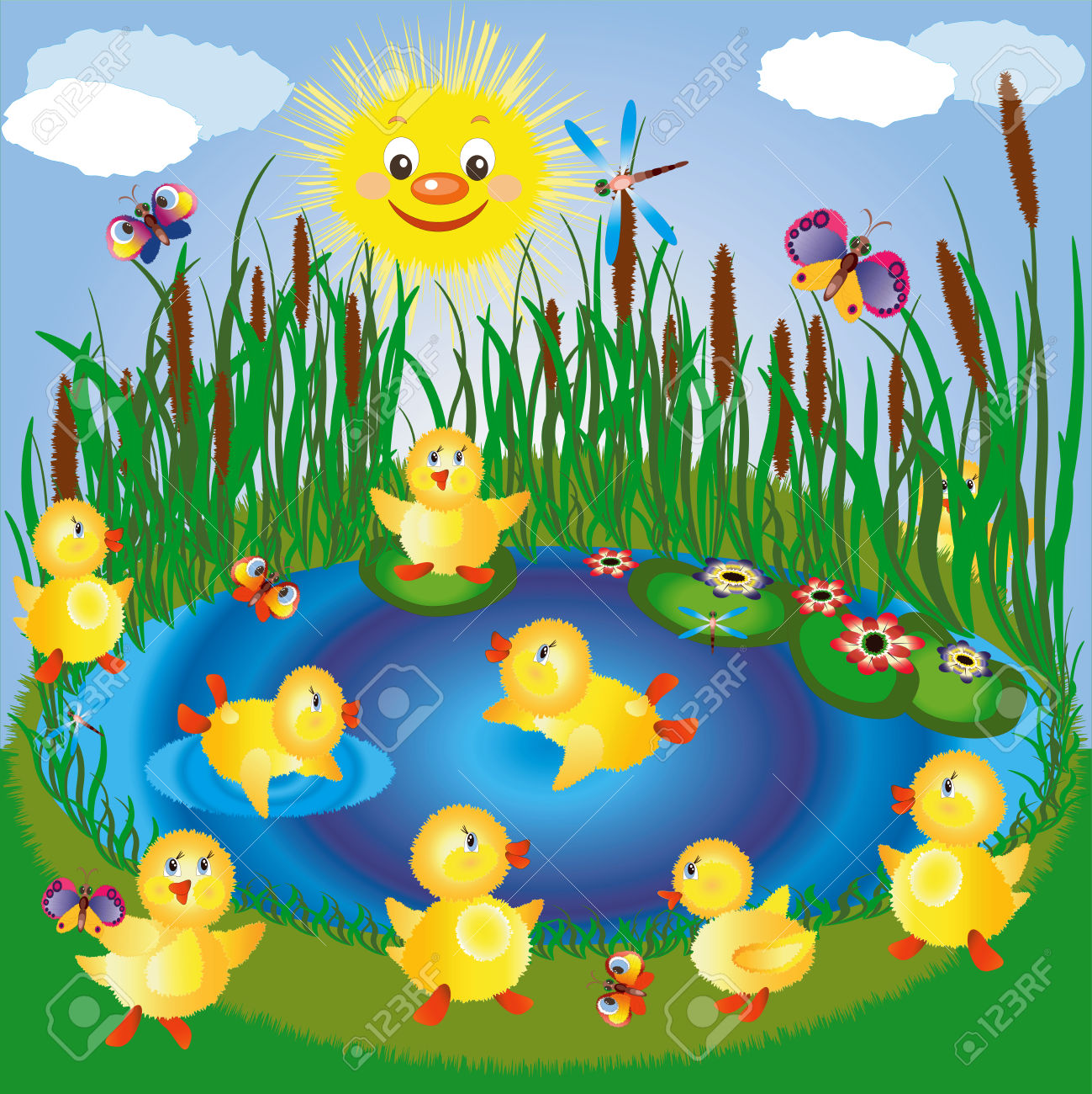 ducks in a pond clipart - Clipground