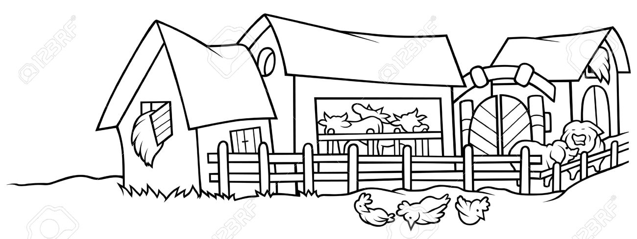 farm black and white clipart - Clipground