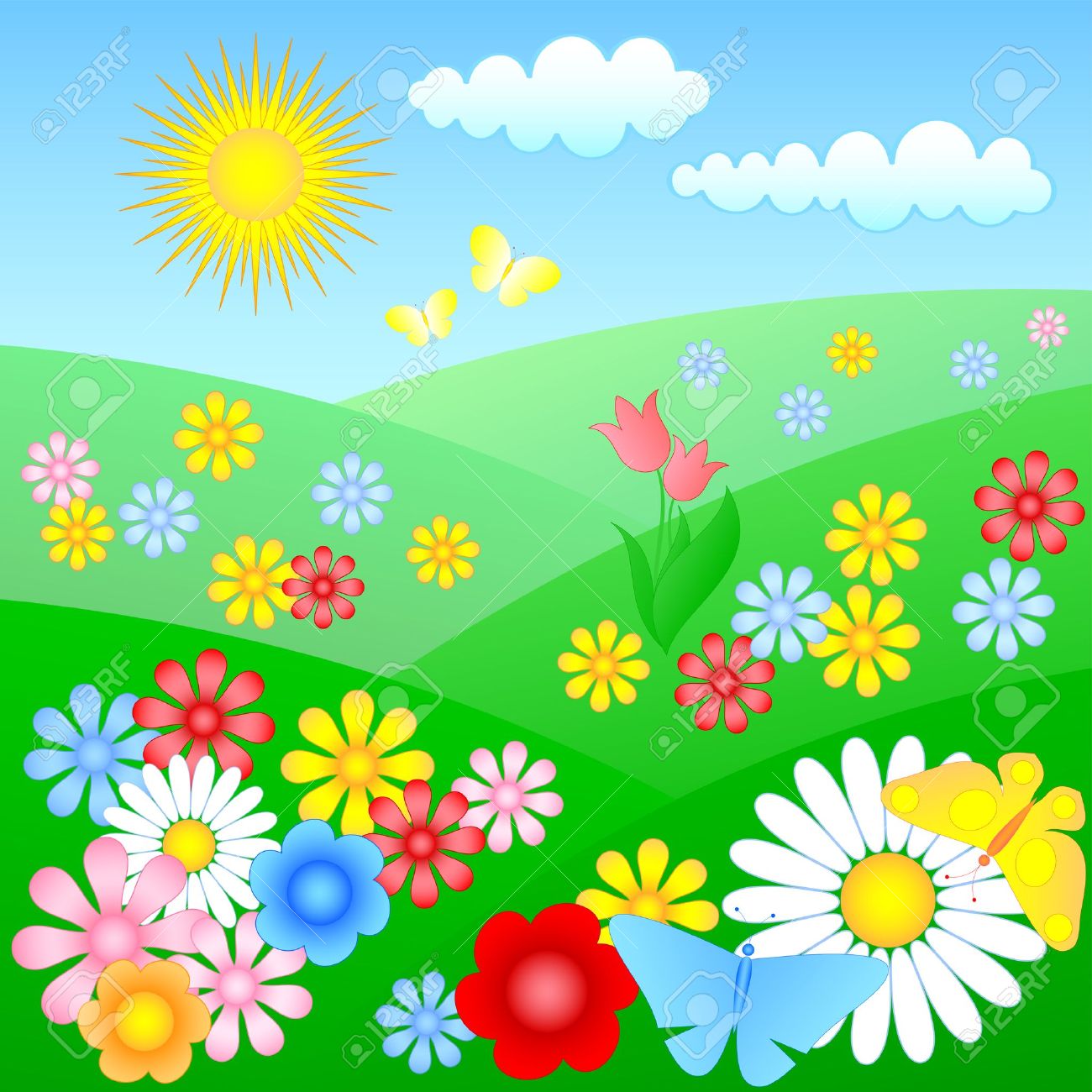 flower meadow clipart - photo #27