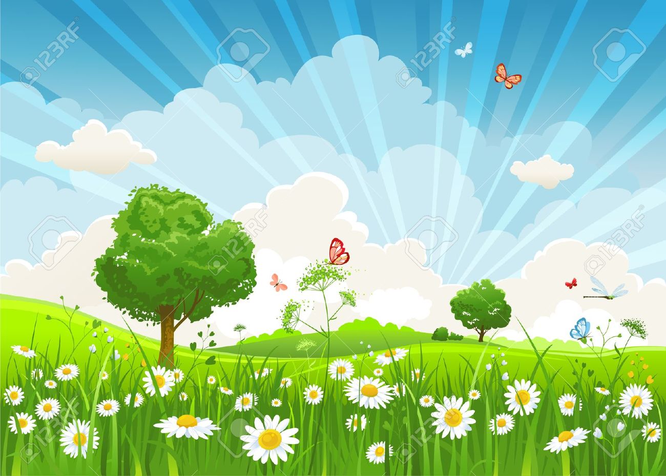 Flower meadows clipart - Clipground
