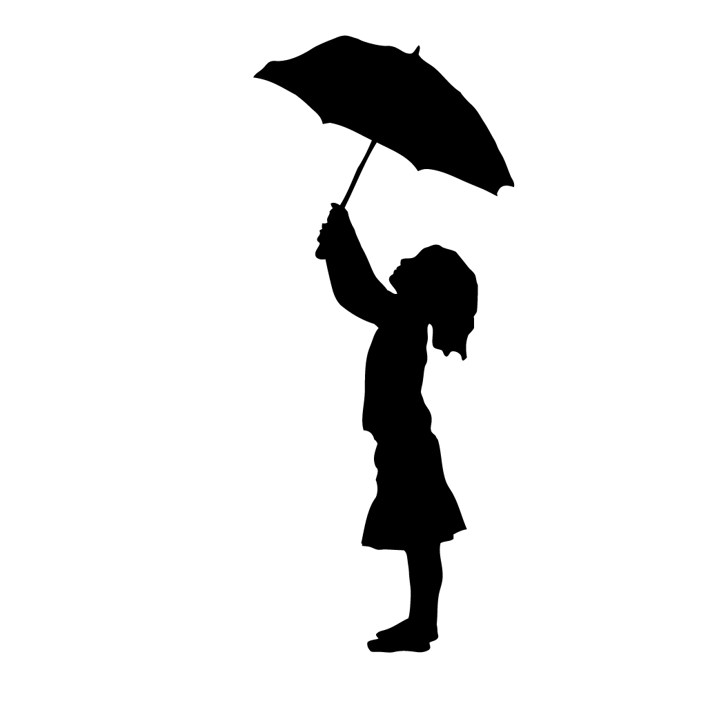 free clipart and silhouette of girl with umbrella - Clipground