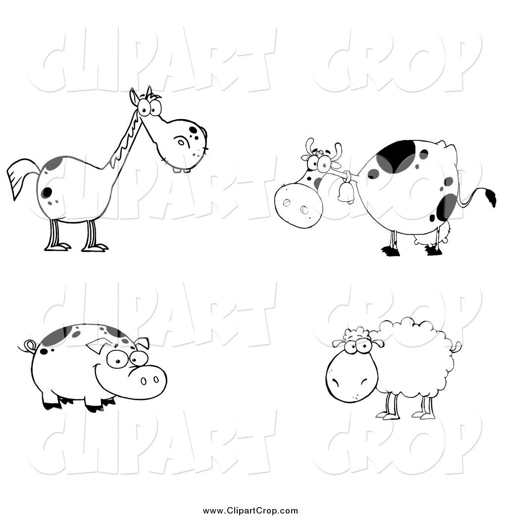 free black and white clipart of farm animals - photo #12