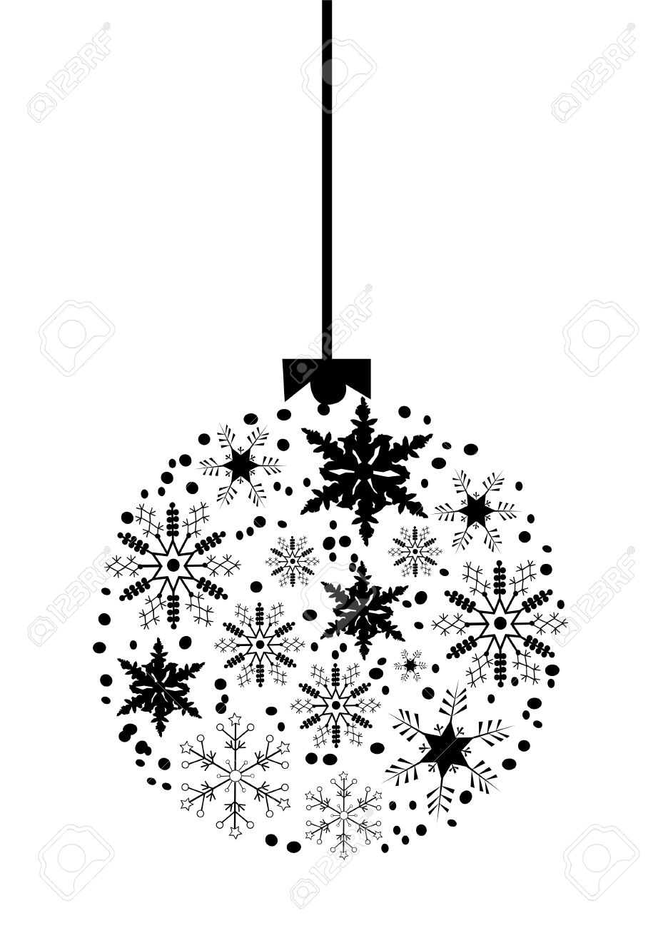 hanging christmas ornament clipart black and white - Clipground