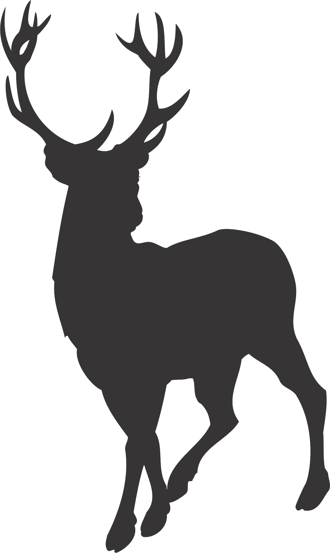 deer family head black and white clipart - Clipground