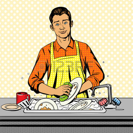 man washing dishes clipart - Clipground