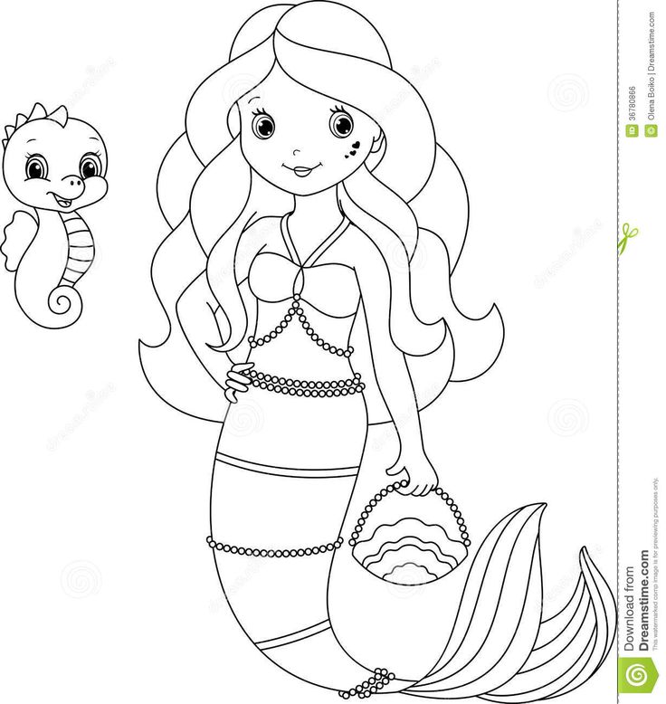 mermaid black and white clipart - Clipground
