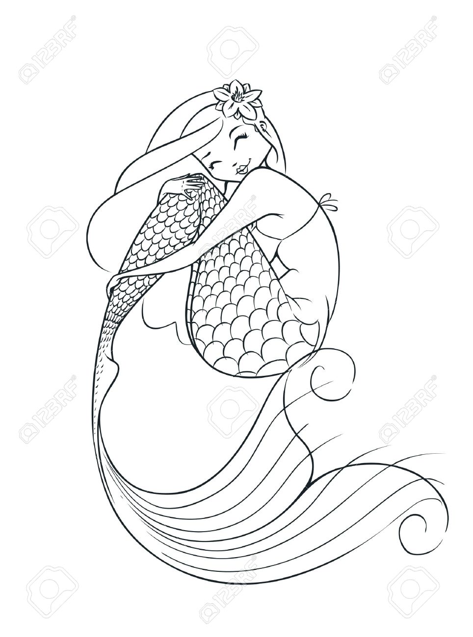 free black and white mermaid clipart - photo #28