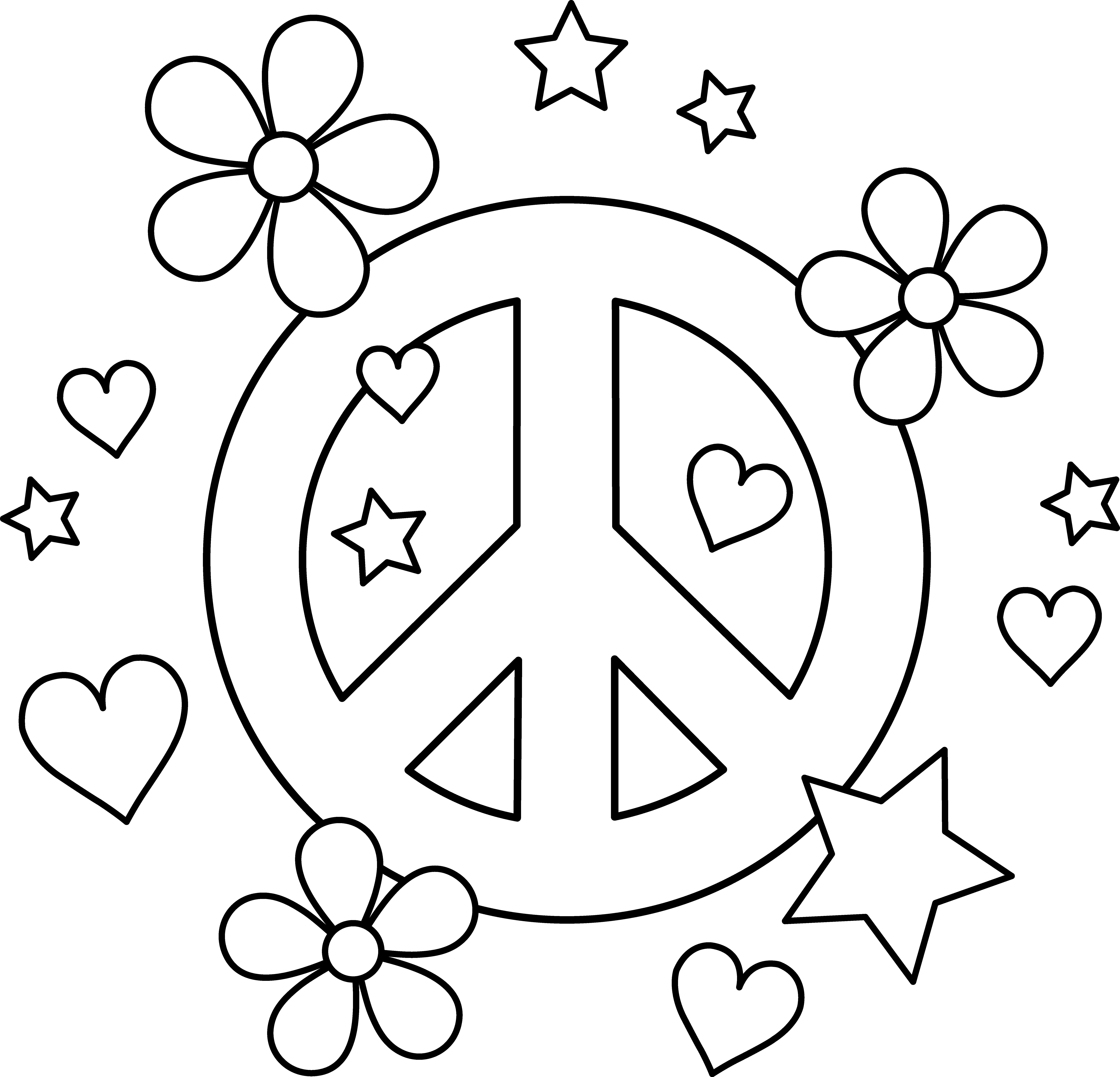 peace sign with flowers clipart - Clipground