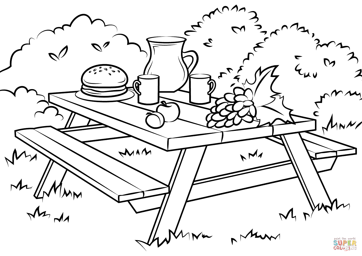 Picnic Table Clipart Black And White Clipground