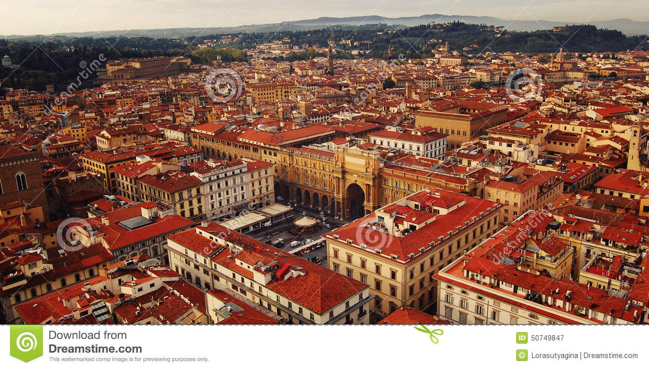 Piazza Della Repubblica (Republic Square) Aerial View. Florence. Piazza Della Repubblica (Republic Square) Aerial View. Florence.