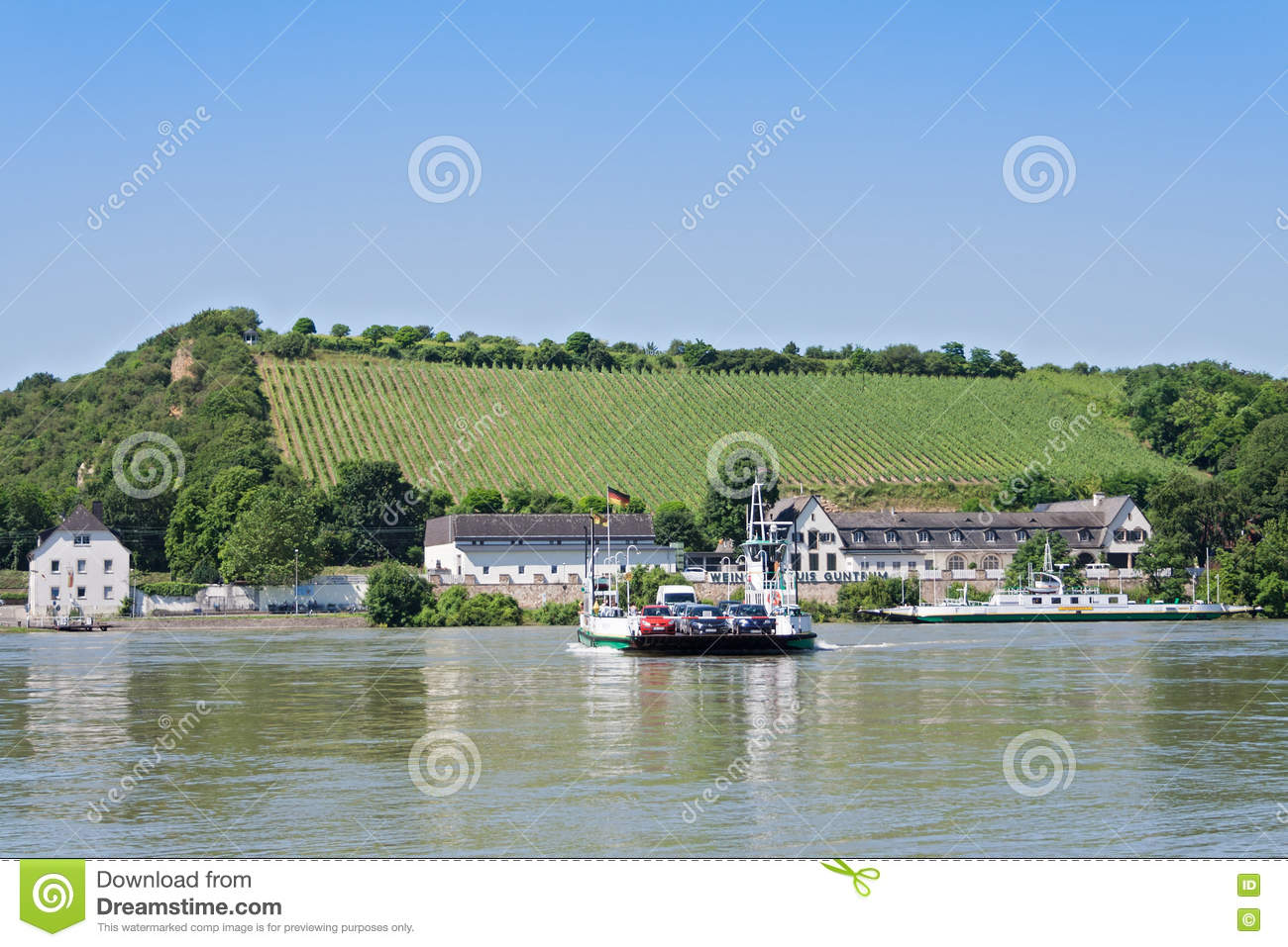 Car Ferry Rhine River In Nierstein, Germany Editorial Image. Car Ferry Rhine River In Nierstein, Germany Editorial Image.