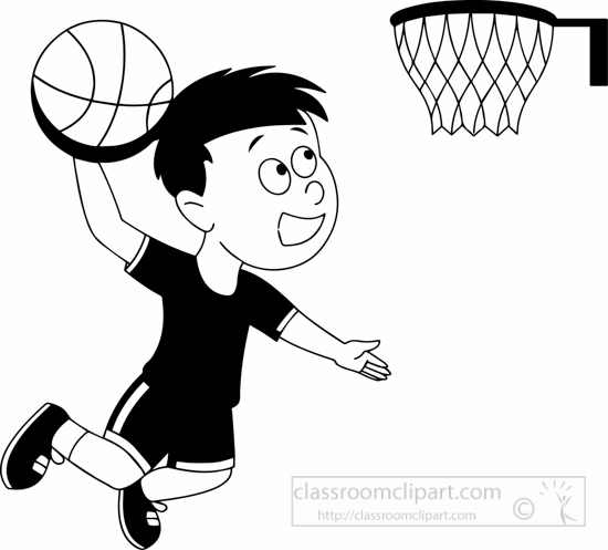 boys basketball clipart black and white number 1 - Clipground