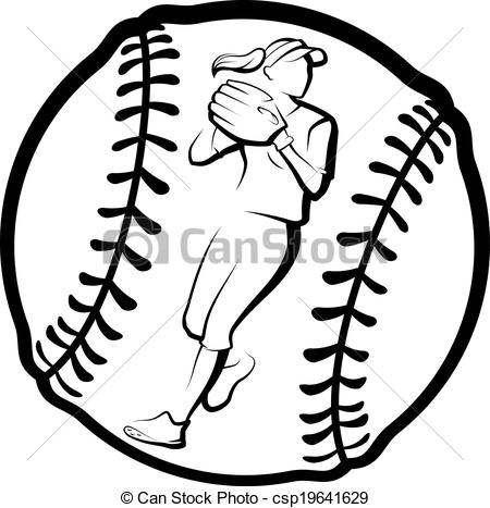 softball clipart black and white - Clipground