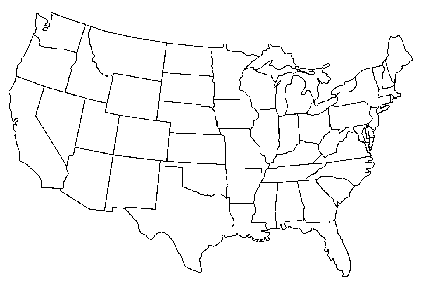 Us Map Clipart Black And White Clipground