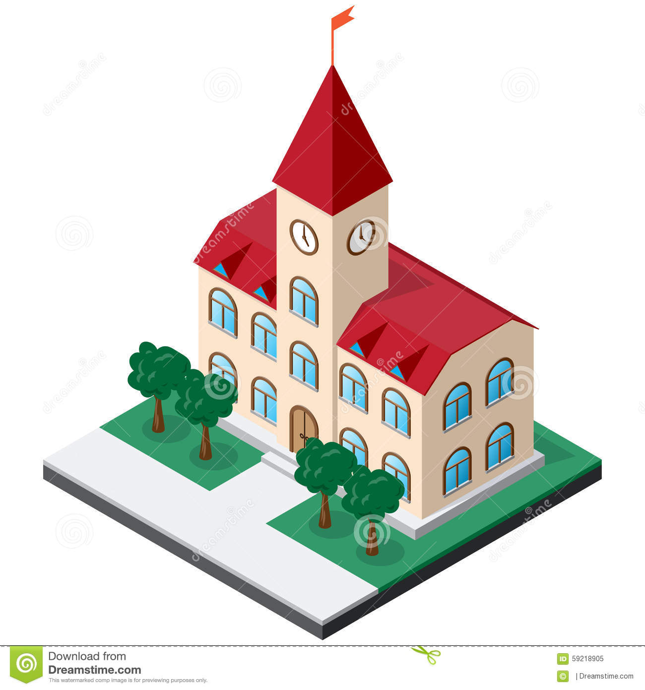 Red town hall clipart - Clipground