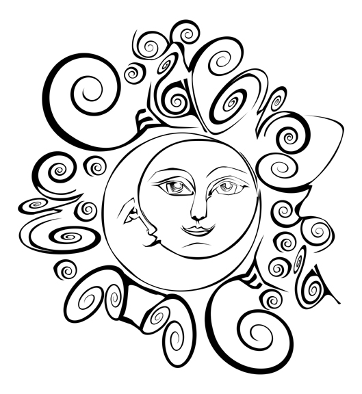 trippy sun and moon clipart - Clipground