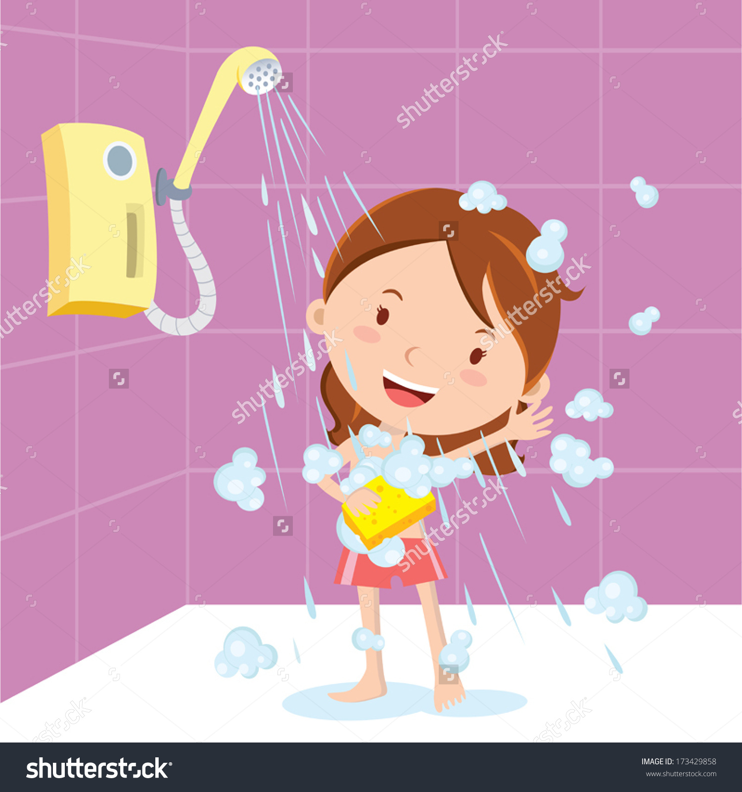 clipart of woman taking a shower - Clipground