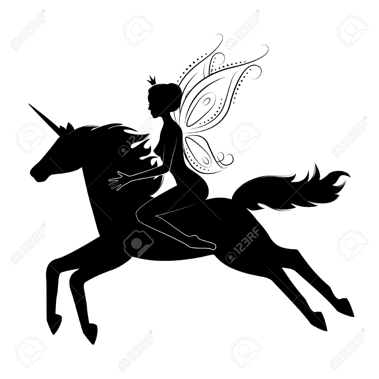 Unicorn With Wings Clipart Black And White Clipground