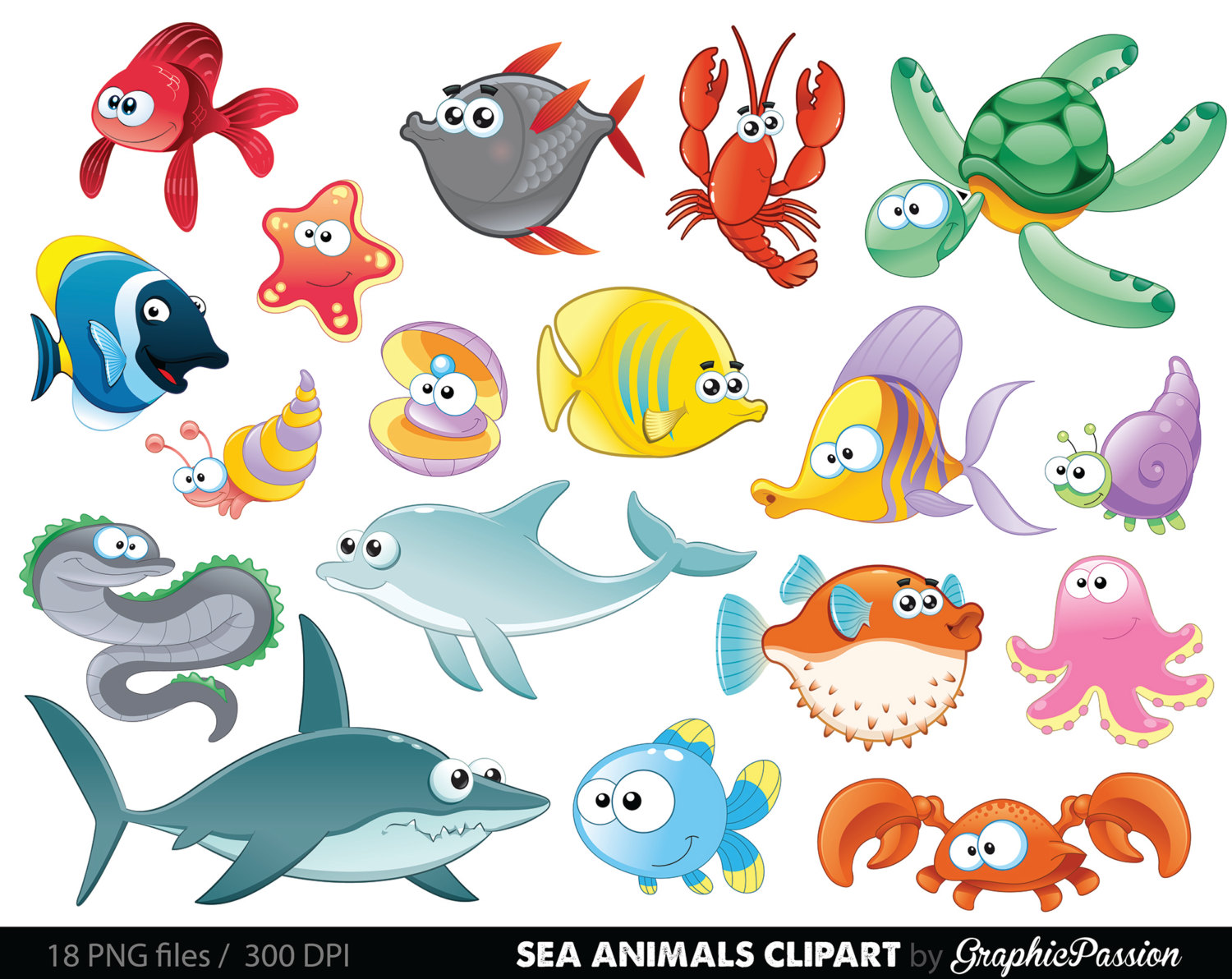 Sea animals clipart - Clipground
