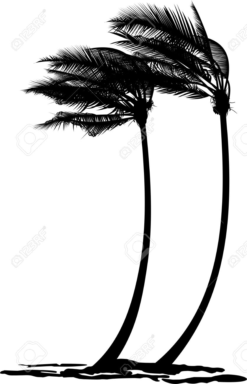 windy tree clipart black and white - Clipground