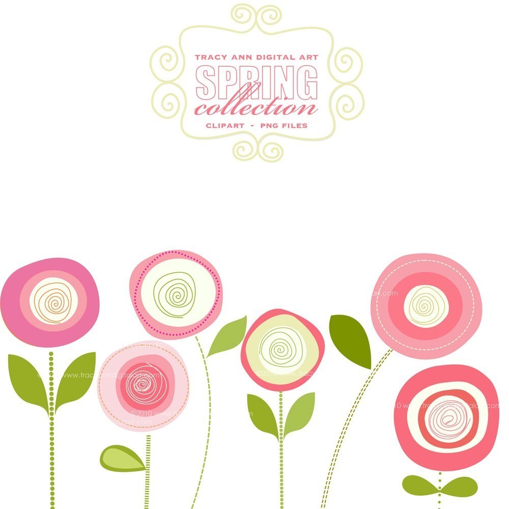 Pink spring flower clipart.