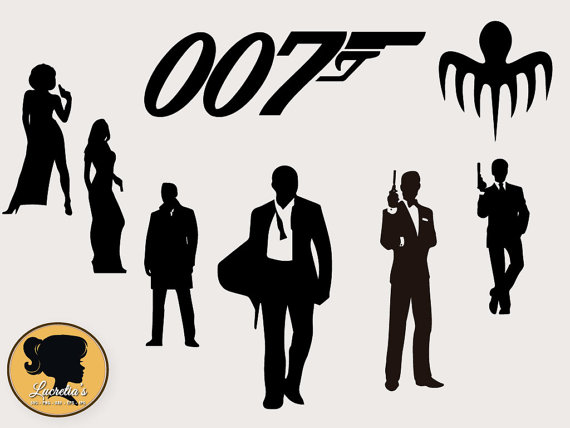 007 Digital Clipart Images, Instant Download, 007 silhouette. Movie.