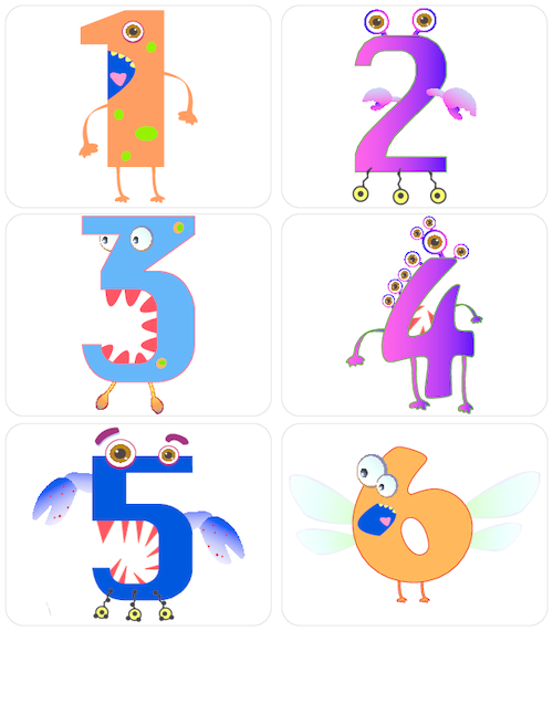 Monster Numbers Flashcards 1.