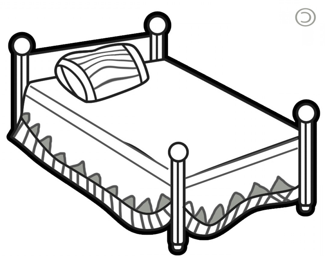 Black And White Clipart Bed.