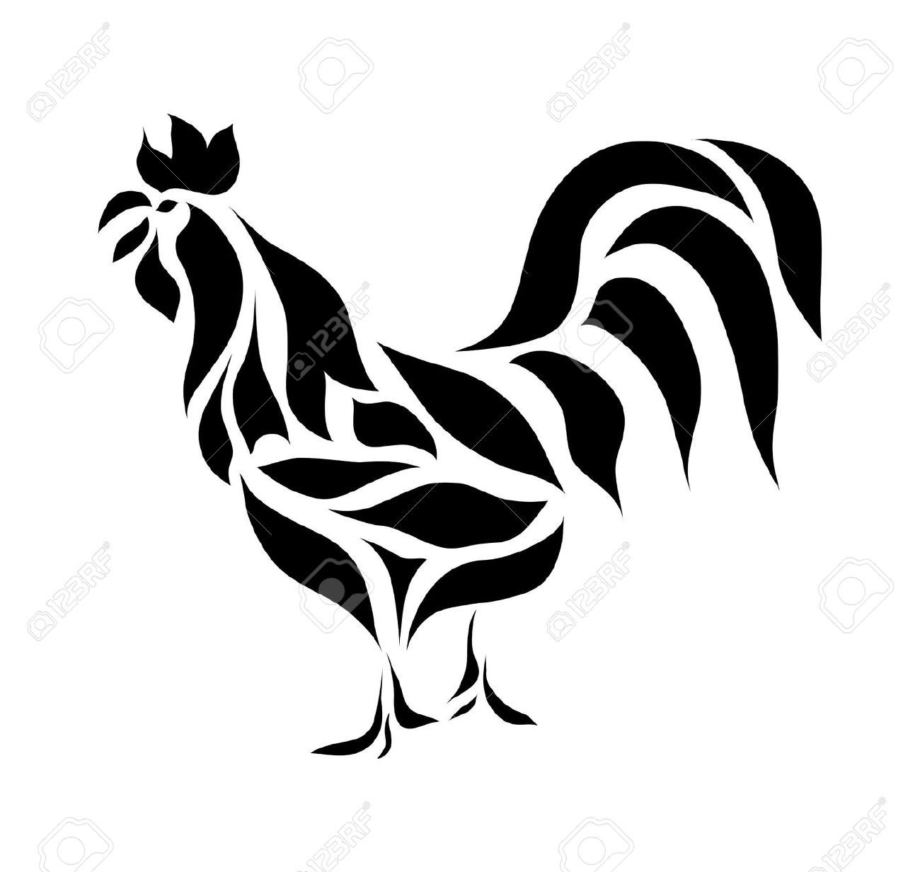 rooster clipart black and white.