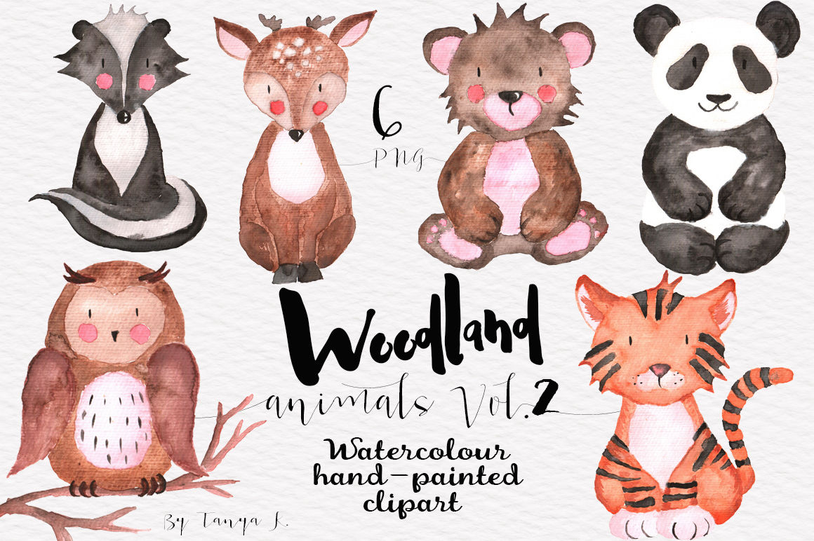 Woodland Animals Vol.2 Watercolor Set By Tanya Kart.