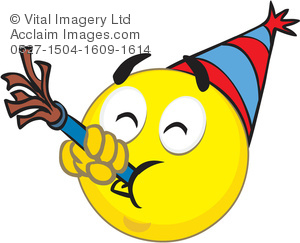 Clipart Illustration of a Partying Smiley Face.