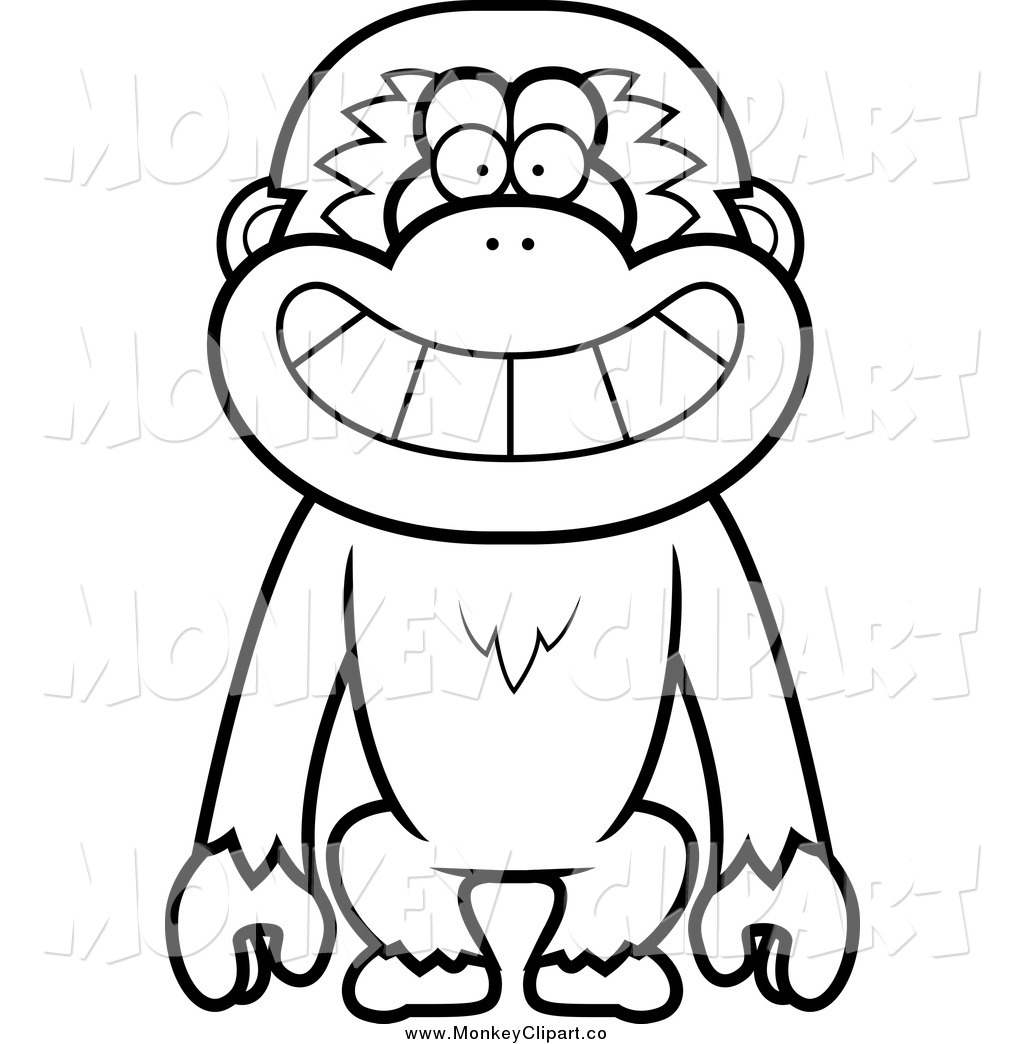 Clip Art of a Black and White Gibbon Monkey by Cory Thoman.