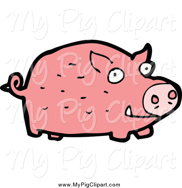 Swine Clipart of a Pink Pig by lineartestpilot.