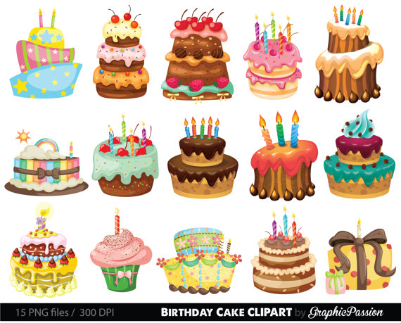 Birthday Cake Clipart. Cake Illustration. Birthday Cake.