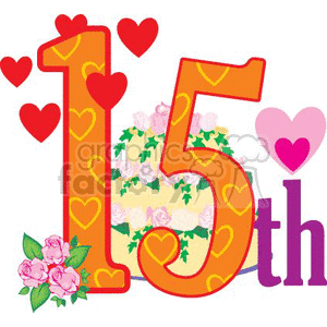 15th anniversary clipart. Royalty.