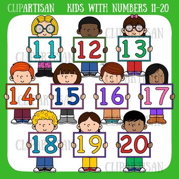 Kids with Numbers Clip Art: 11.